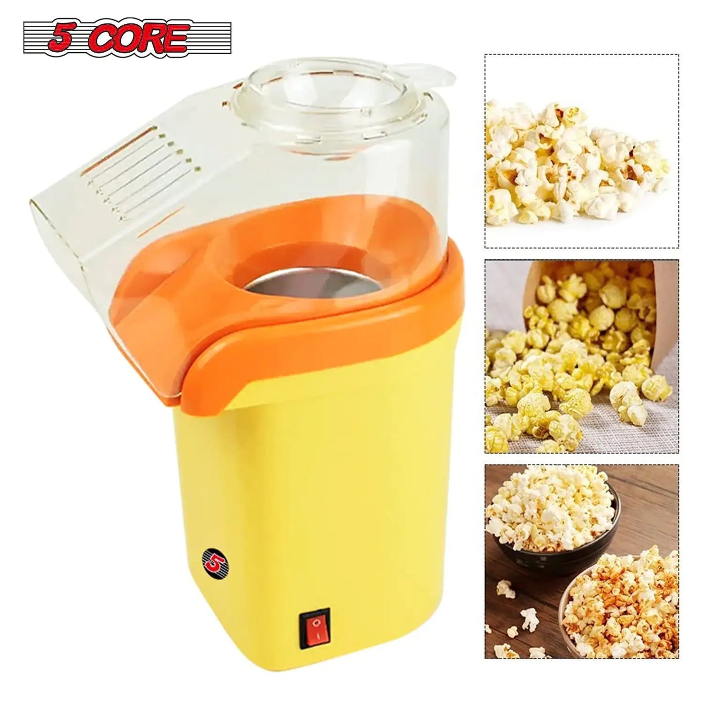 5Core Popcorn Machine 16 Cup Hot Air Popper Mini Portable Electric Pop Corn Maker YELLOW - Osacean Sky Logistics