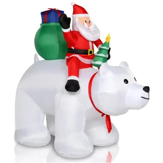 6ft 15W 7pcs LED Lights Santa Claus Rides Polar Bear Garden Santa Claus Decoration - Osacean Sky Logistics