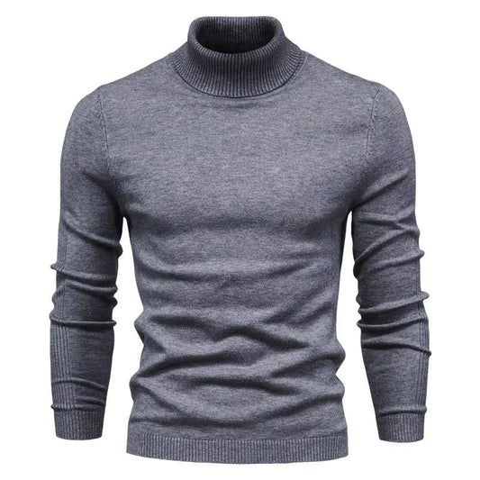 Winter Turtleneck Sweater Fashion Slim Fit Solid Color Pullover Knitted Top Men's Clothing - Osacean Sky Logistics