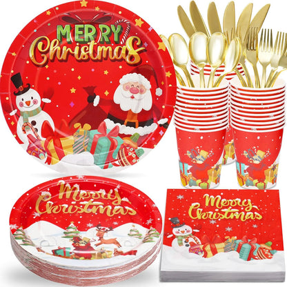 175Pcs Christmas Party Plates & Napkins Set - Osacean Sky Logistics