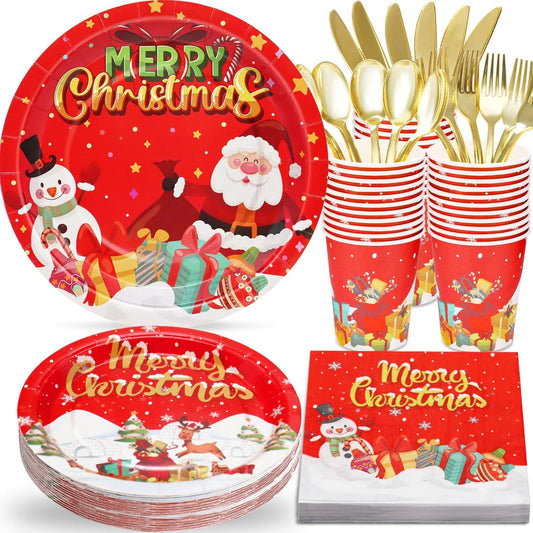 175Pcs Christmas Party Plates & Napkins Set - Osacean Sky Logistics