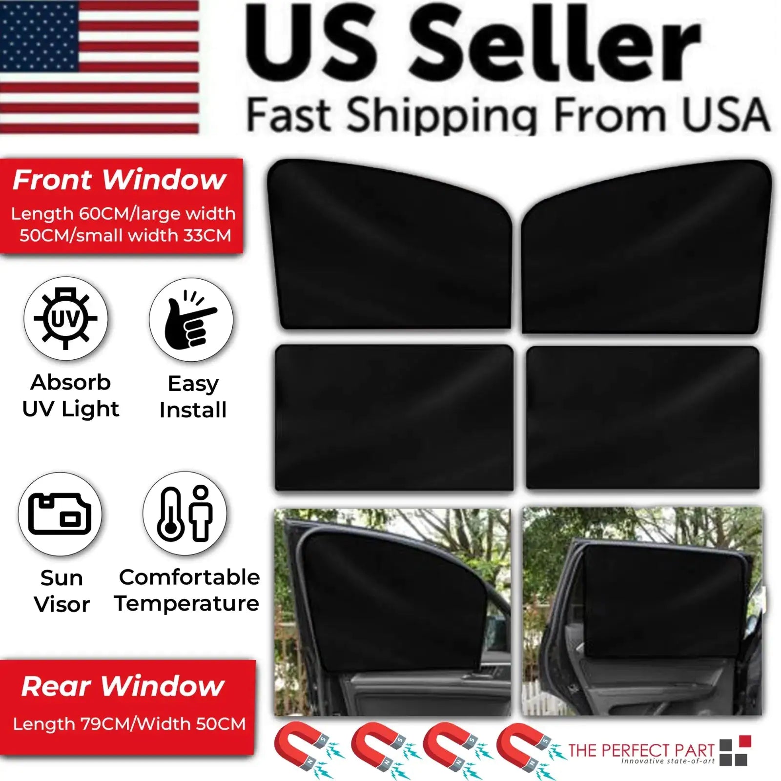4X Magnetic UV Shield Car Window Sunshade - Osacean Sky Logistics