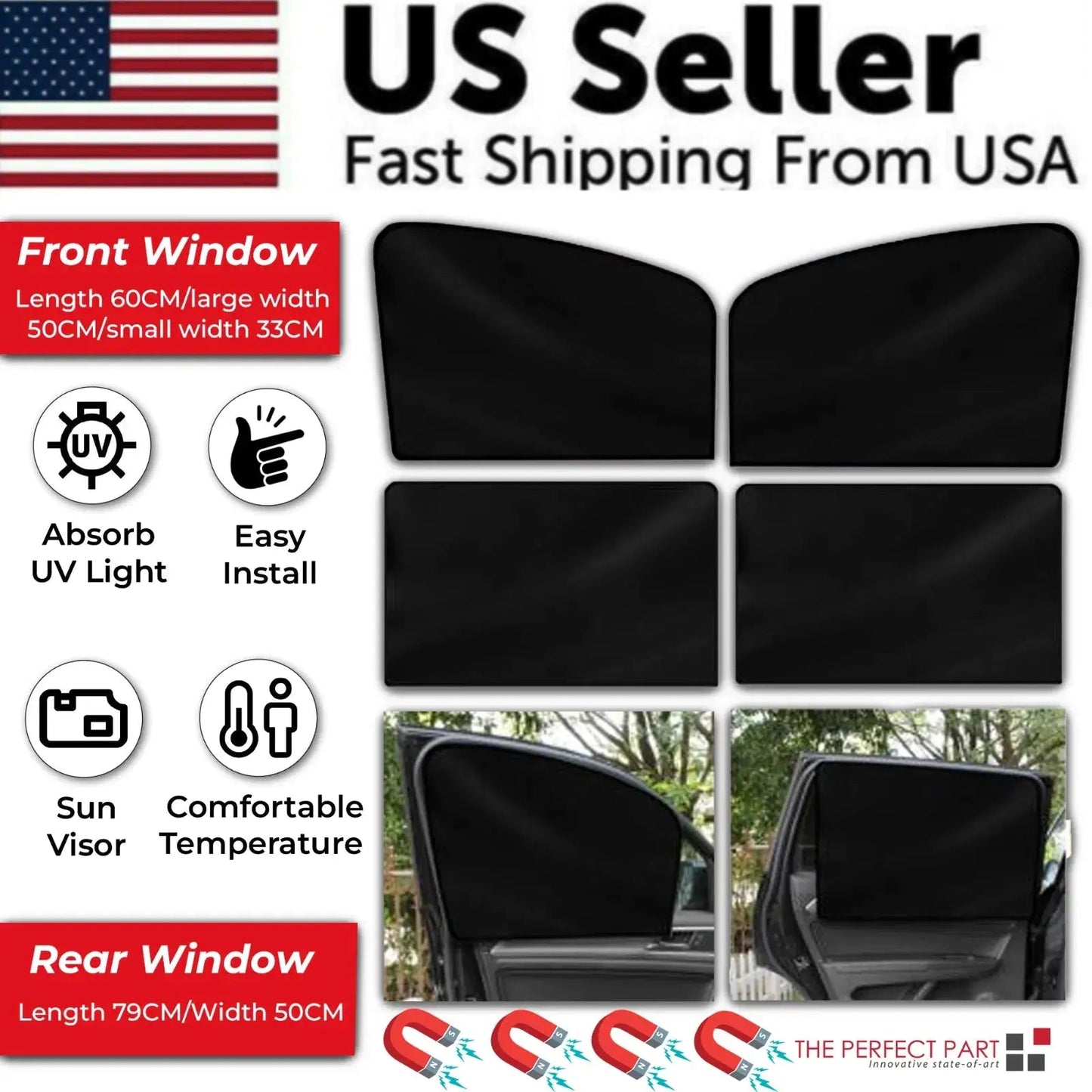 4X Magnetic UV Shield Car Window Sunshade - Osacean Sky Logistics