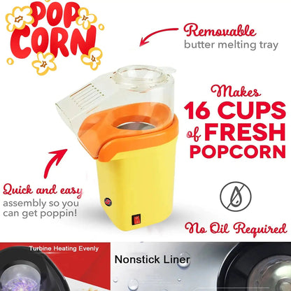 5Core Popcorn Machine 16 Cup Hot Air Popper Mini Portable Electric Pop Corn Maker YELLOW - Osacean Sky Logistics