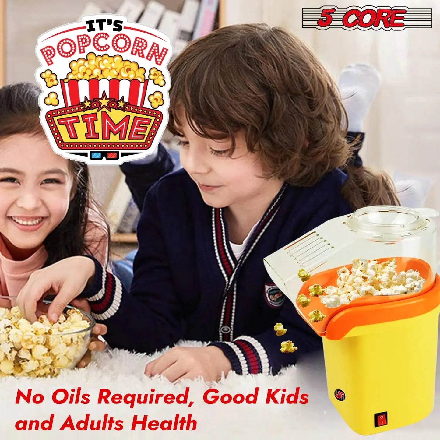 5Core Popcorn Machine 16 Cup Hot Air Popper Mini Portable Electric Pop Corn Maker YELLOW - Osacean Sky Logistics