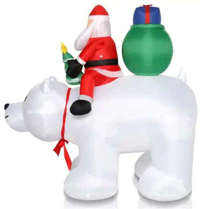 6ft 15W 7pcs LED Lights Santa Claus Rides Polar Bear Garden Santa Claus Decoration - Osacean Sky Logistics