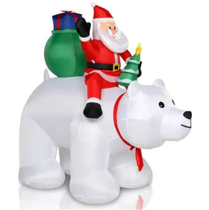 6ft 15W 7pcs LED Lights Santa Claus Rides Polar Bear Garden Santa Claus Decoration - Osacean Sky Logistics