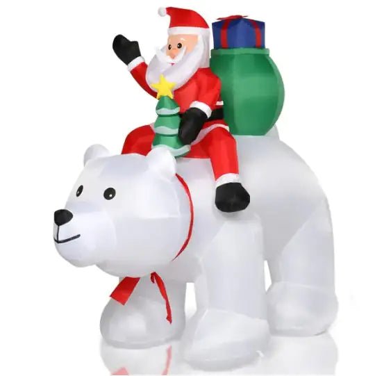 6ft 15W 7pcs LED Lights Santa Claus Rides Polar Bear Garden Santa Claus Decoration - Osacean Sky Logistics