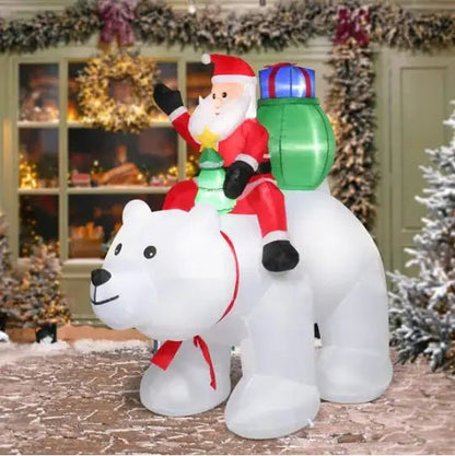 6ft 15W 7pcs LED Lights Santa Claus Rides Polar Bear Garden Santa Claus Decoration - Osacean Sky Logistics