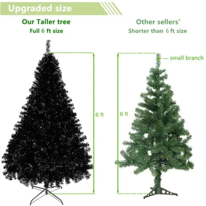 6ft 1600 Branches PVC Christmas Tree Black - Osacean Sky Logistics