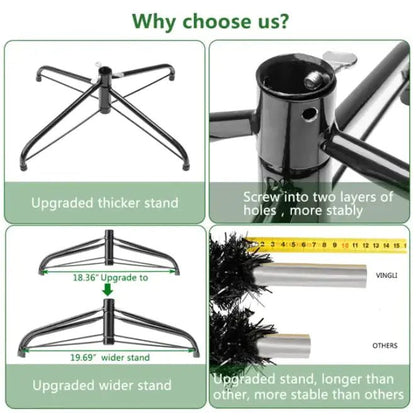 6ft 1600 Branches PVC Christmas Tree Black - Osacean Sky Logistics