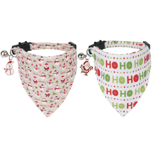 ADOGGYGO Christmas Cat Collar with Bandana 2 Pack Christmas Kitten Bandana Collar Christmas Bandana Collars for Cat Kitten (Christmas) - Osacean Sky Logistics