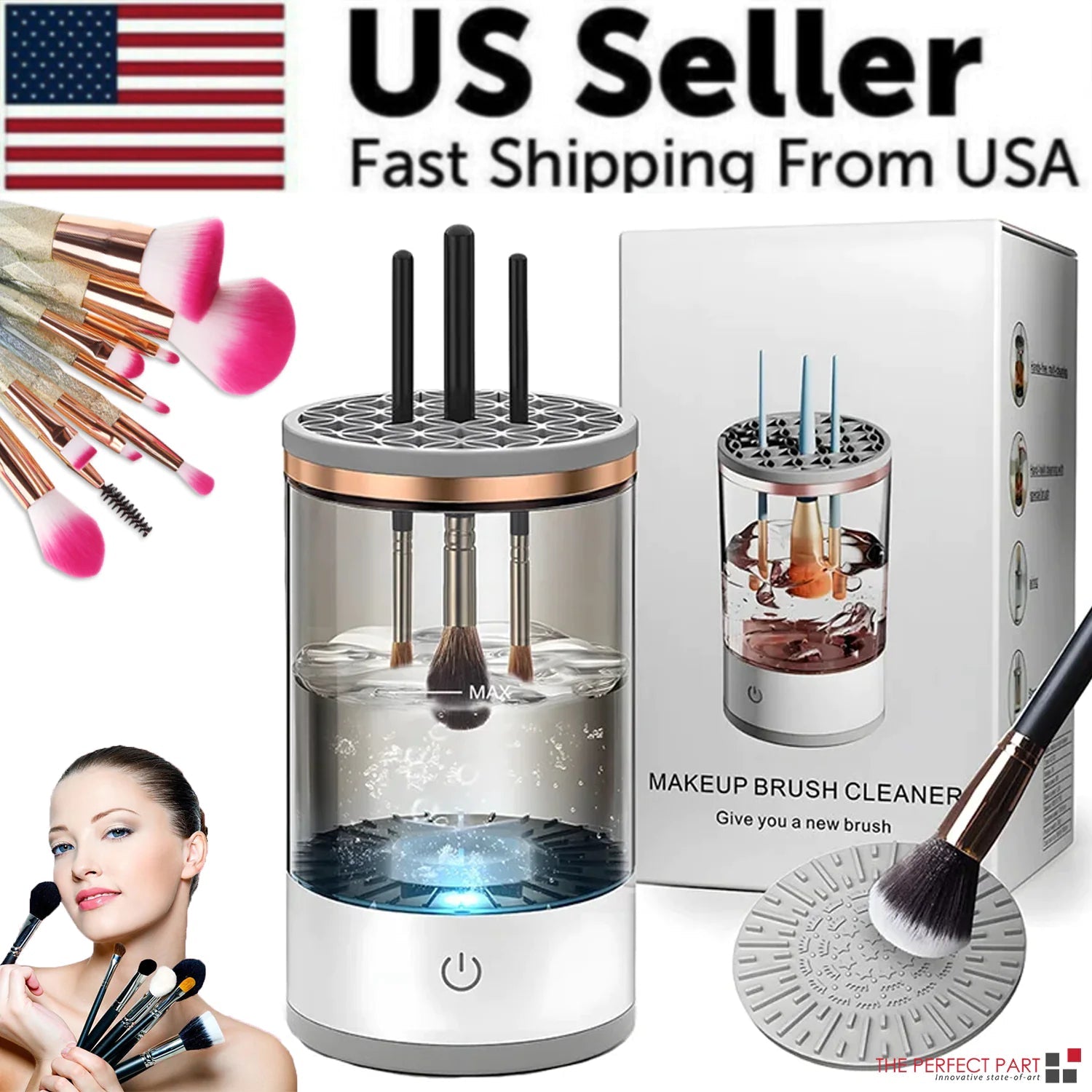 Automatic Brush Cleaner Electric Makeup Brush Cleaning Machine Fast Clean Dryer - Osacean Sky Logistics