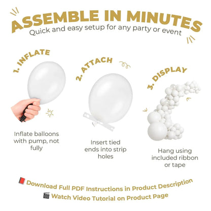 Balloon Garland Arch Kit 146 Pcs White Metallic Gold Confetti Balloons for Baby Shower Birthday Gender Reveal Wedding Party DIY Kit - Osacean Sky Logistics