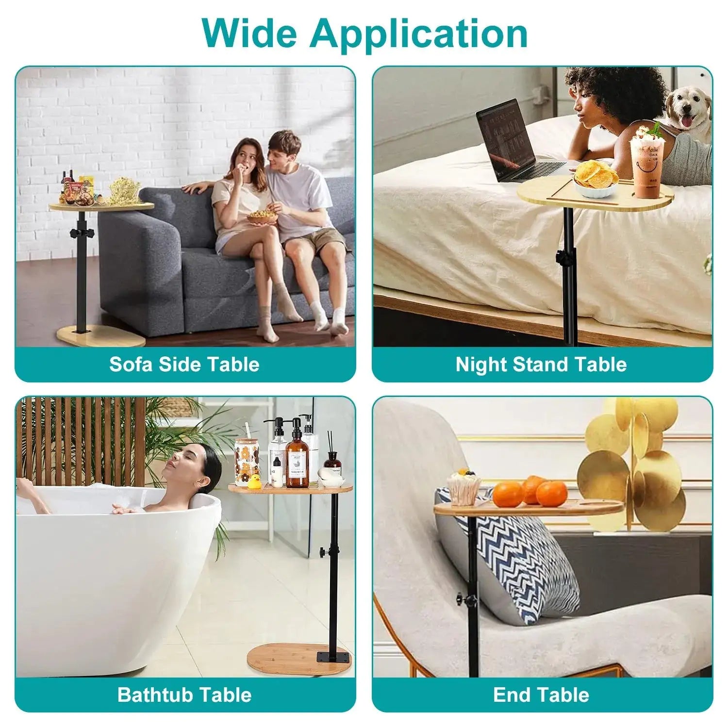 Bath Tub Tray Table, Liftable Freestanding Bamboo Bath Tray Caddy For Tub Against Wall, Bath Table Tray Tub Shelf Bathroom Organizer Shelf For Luxury Spa, Bath Home Spa Bathtub Accessories - Osacean Sky Logistics