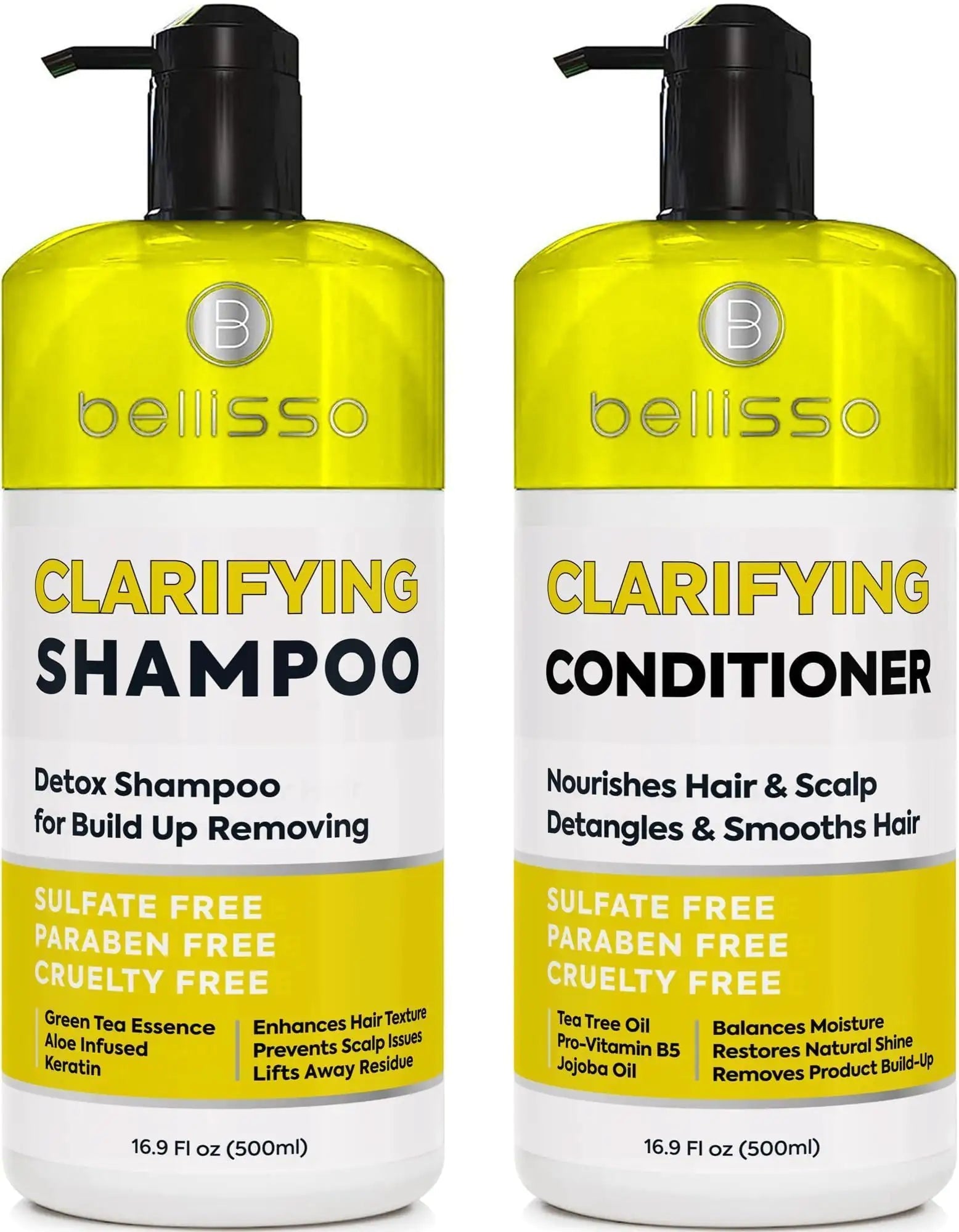 Clarifying Shampoo and Conditioner Set Sulfate Free Hair Care Products for Women and Men Build Up Remover for Curly Straight Color Treated Oily and Black Hair Hydrating Dry Split Ends Formula - Osacean Sky Logistics