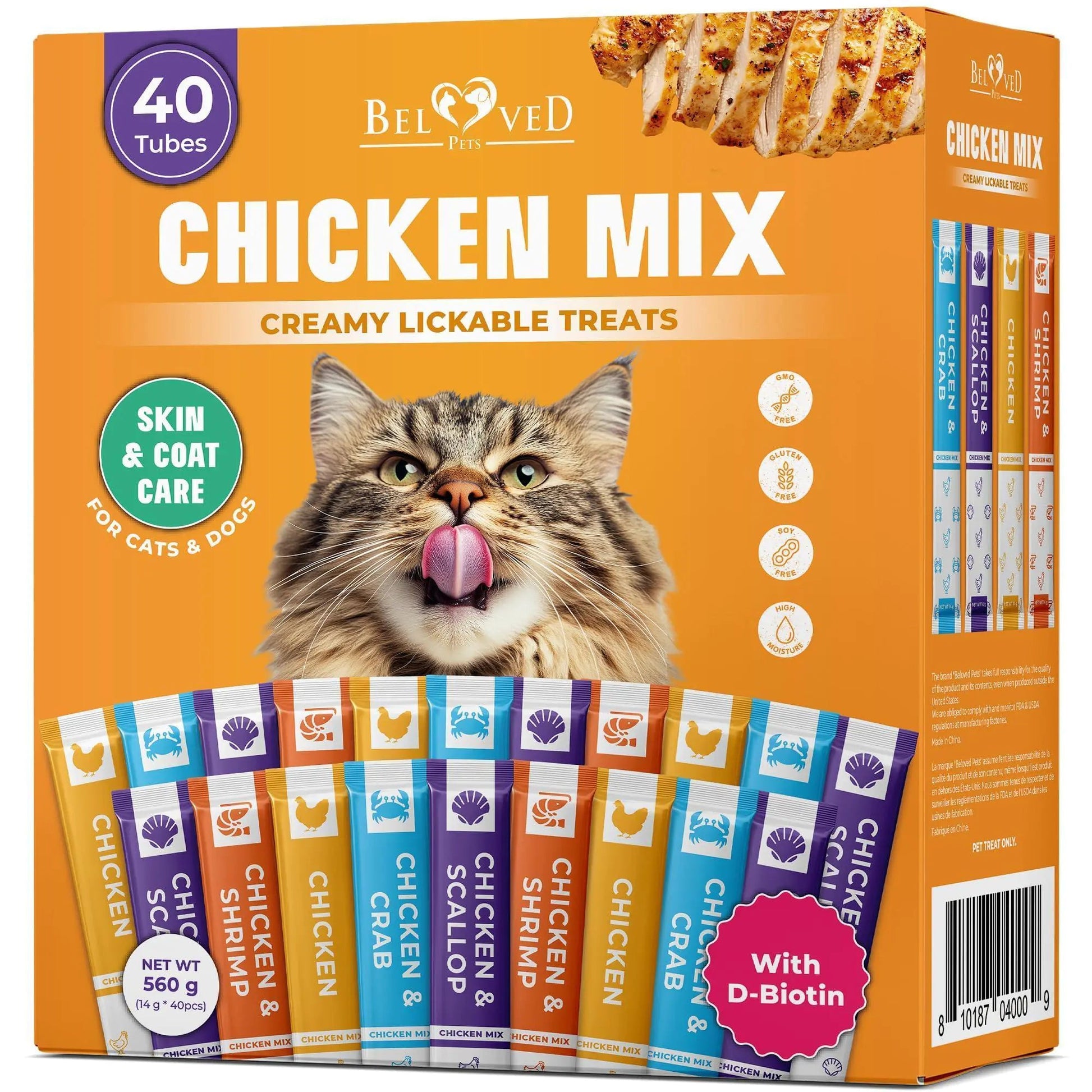 Creamy Lickable Cat Treats & Wet Squeeze Tubes 40 Sticks Flavors Mix Liquid Snacks Skin & Coat Care Multivitamin Treats for Cats & Small Dogs Lick Up - Osacean Sky Logistics