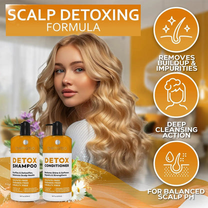 Detox Shampoo and Conditioner Set Ideal for Oily Hair Men and Women Remove Product Buildup Sulfate and Paraben Free with Scalp Clarifying and Detoxifying Properties With Rosemary Oil - Osacean Sky Logistics