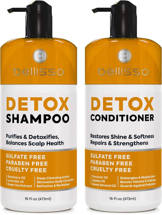 Detox Shampoo and Conditioner Set Ideal for Oily Hair Men and Women Remove Product Buildup Sulfate and Paraben Free with Scalp Clarifying and Detoxifying Properties With Rosemary Oil - Osacean Sky Logistics