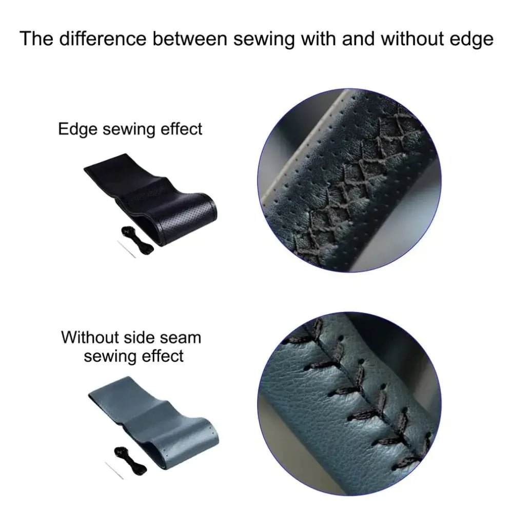 Genuine Leather DIY Car Steering Wheel Cover Anti - slip For Cm Black US - Osacean Sky Logistics