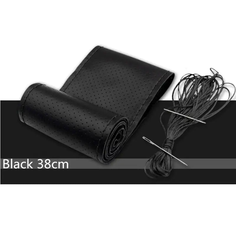 Genuine Leather DIY Car Steering Wheel Cover Anti - slip For Cm Black US - Osacean Sky Logistics