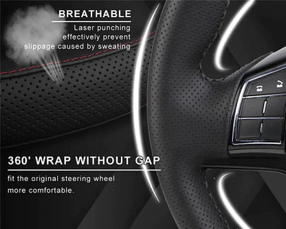 Genuine Leather DIY Car Steering Wheel Cover Anti - slip For Cm Black US - Osacean Sky Logistics