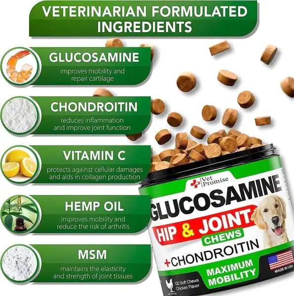 Glucosamine For Dogs 2 Pack Hip And Joint Supplement With Chondroitin 240 Chews - Osacean Sky Logistics