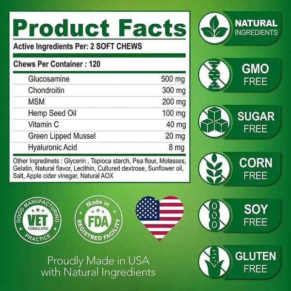 Glucosamine For Dogs 2 Pack Hip And Joint Supplement With Chondroitin 240 Chews - Osacean Sky Logistics