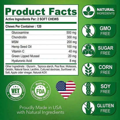 Glucosamine For Dogs 2 Pack Hip And Joint Supplement With Chondroitin 240 Chews - Osacean Sky Logistics