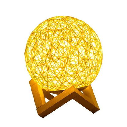 LED Rattan Ball USB Table Lamp for Bedroom Decor - Osacean Sky Logistics