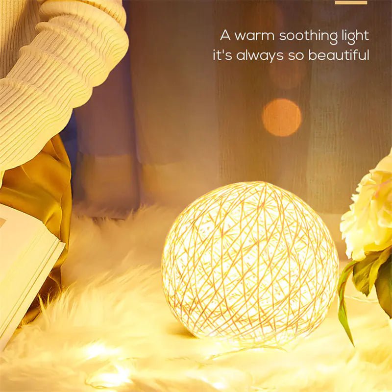 LED Rattan Ball USB Table Lamp for Bedroom Decor - Osacean Sky Logistics
