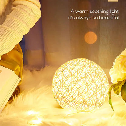 LED Rattan Ball USB Table Lamp for Bedroom Decor - Osacean Sky Logistics