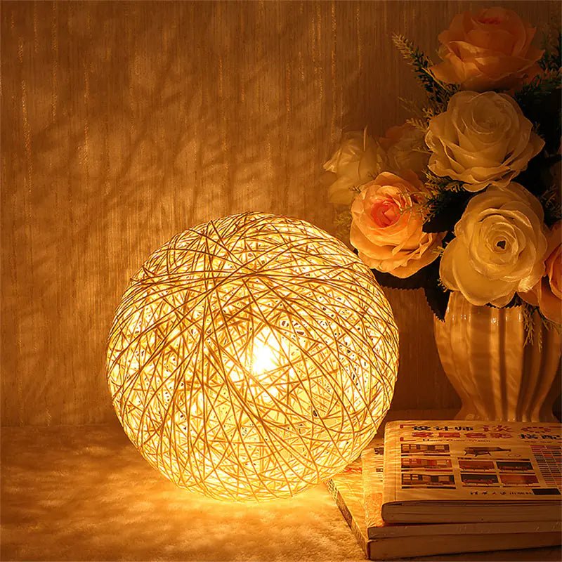 LED Rattan Ball USB Table Lamp for Bedroom Decor - Osacean Sky Logistics