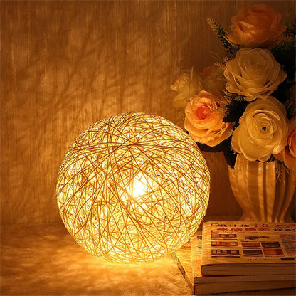 LED Rattan Ball USB Table Lamp for Bedroom Decor - Osacean Sky Logistics