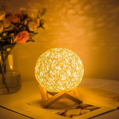 LED Rattan Ball USB Table Lamp for Bedroom Decor - Osacean Sky Logistics