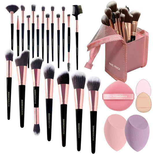 makeup brushes 23Pcs Eye And Face Professional Makeup Brush Set eye makeup brush setbrochas para maquillaje makeup brush cleaner Makeup Brush Bag With Two Mixed Spongesmakeup brush and sponge set - Osacean Sky Logistics