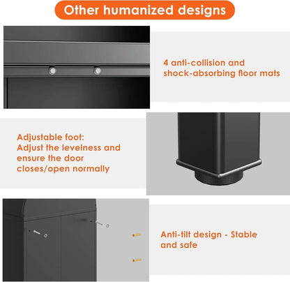 Metal Arched Cabinet With LED Strips, Arch Display Bookcase With Glass Doors, Modern Freestanding Kitchen Pantry Storage Cabinet For Living Room, Dining Room, Home Office, Assembly Required Black - Osacean Sky Logistics