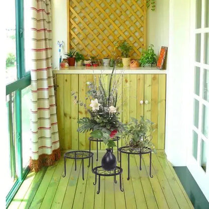 Metal Plant Stand 4 In 1 Potted Irons Planter Supports Floor Flower Pot Round Rack Display - Osacean Sky Logistics
