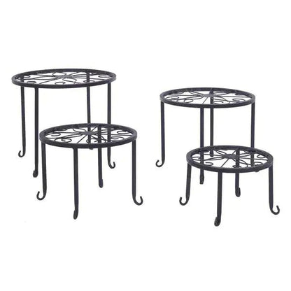 Metal Plant Stand 4 In 1 Potted Irons Planter Supports Floor Flower Pot Round Rack Display - Osacean Sky Logistics