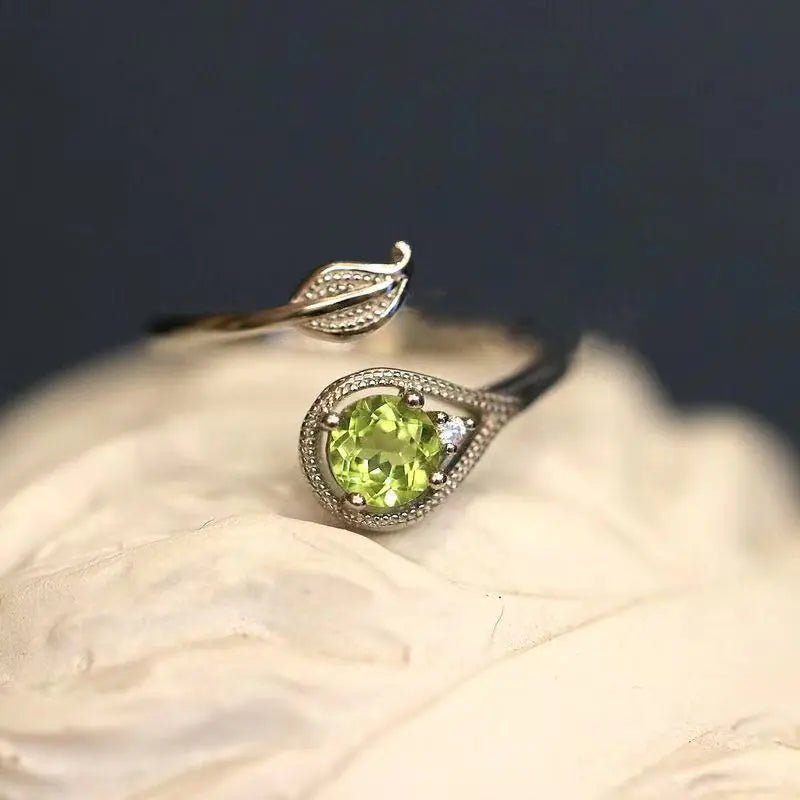 Olivine Green Gem Leaf and Branch Open Ring - Osacean Sky Logistics