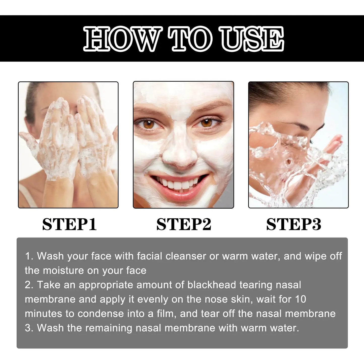 OUHOE Blackhead Peeling Nose Mask Deep Cleansing, Blackhead Acne, Pore Tightening, Strawberry Nose Mask - Osacean Sky Logistics