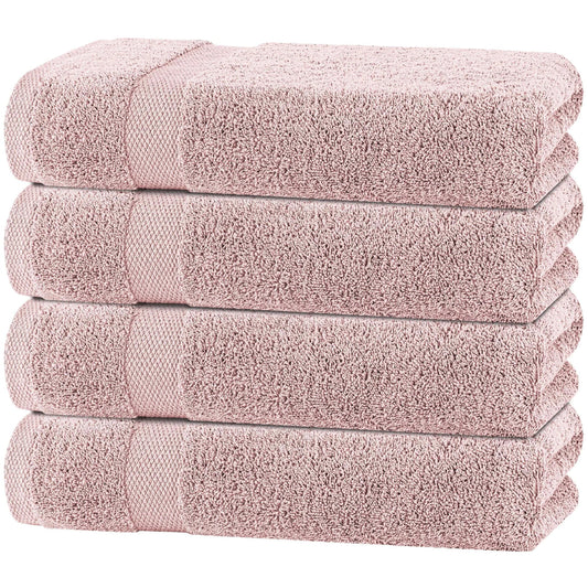 Pink Bath Towels 27x54 Inch Cotton Towel Set 4 Pack for Bathroom Hotel Gym Spa Soft Extra Absorbent Quick Dry - Osacean Sky Logistics