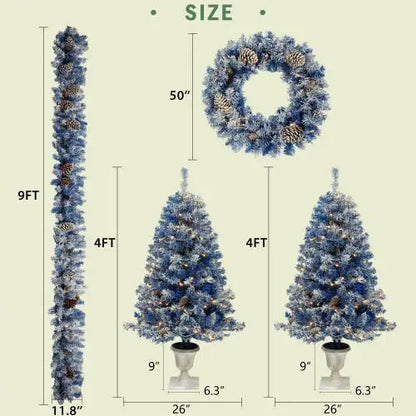 Pre - lit Christmas Tree Artificial Christmas 4 - piece Set - Osacean Sky Logistics