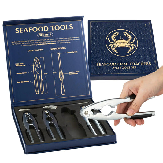 Premium Crab Leg Crackers and Tools Set of 4 Lobster Crackers & Stainless Steel Lobster Picks Crab Crackers and Tools Seafood Tools Set by Smedley & York - Osacean Sky Logistics