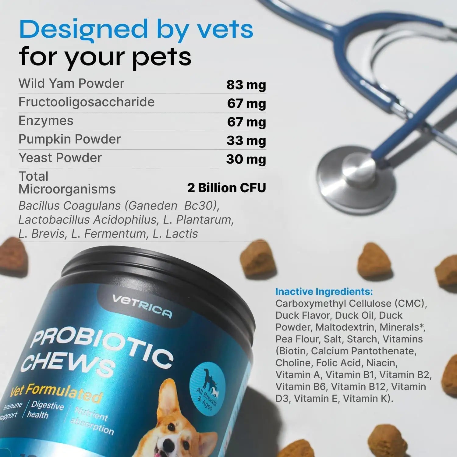 Probiotics for Dogs Dog Probiotic Chews for Digestive and Gut Health Dental Immune System Support Chewable Prebiotic Soft Treats Diarrhea and Bowel Support Supplement Wild Yam Yeast Powder - Osacean Sky Logistics