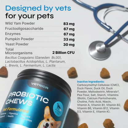Probiotics for Dogs Dog Probiotic Chews for Digestive and Gut Health Dental Immune System Support Chewable Prebiotic Soft Treats Diarrhea and Bowel Support Supplement Wild Yam Yeast Powder - Osacean Sky Logistics