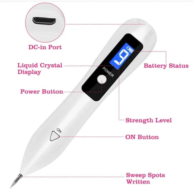 Skin Tag Repair Kit Portable Beauty Equipment Multi - Level With Home Usage USB Charging LCD Level Adjustable 6 Replaceable Needles - Osacean Sky Logistics