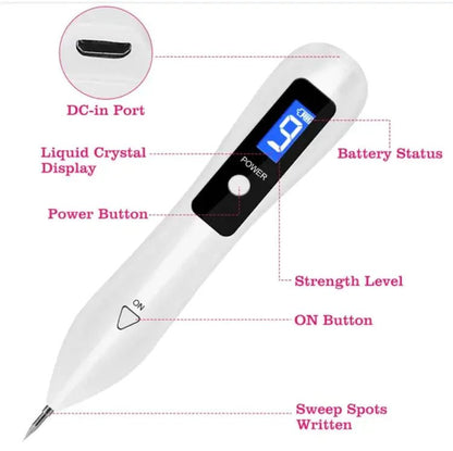 Skin Tag Repair Kit Portable Beauty Equipment Multi - Level With Home Usage USB Charging LCD Level Adjustable 6 Replaceable Needles - Osacean Sky Logistics