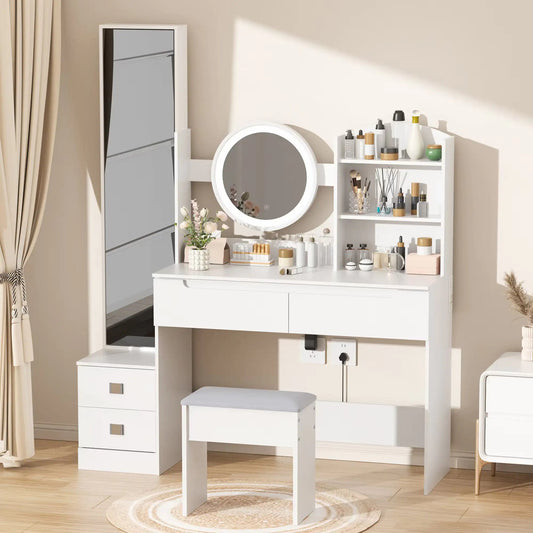 VFF Bedroom Dressing Table, Modern Minimalist Makeup Cabinet, Master Bedroom Makeup Mirror, Makeup Table Mirror Cabinet - Osacean Sky Logistics
