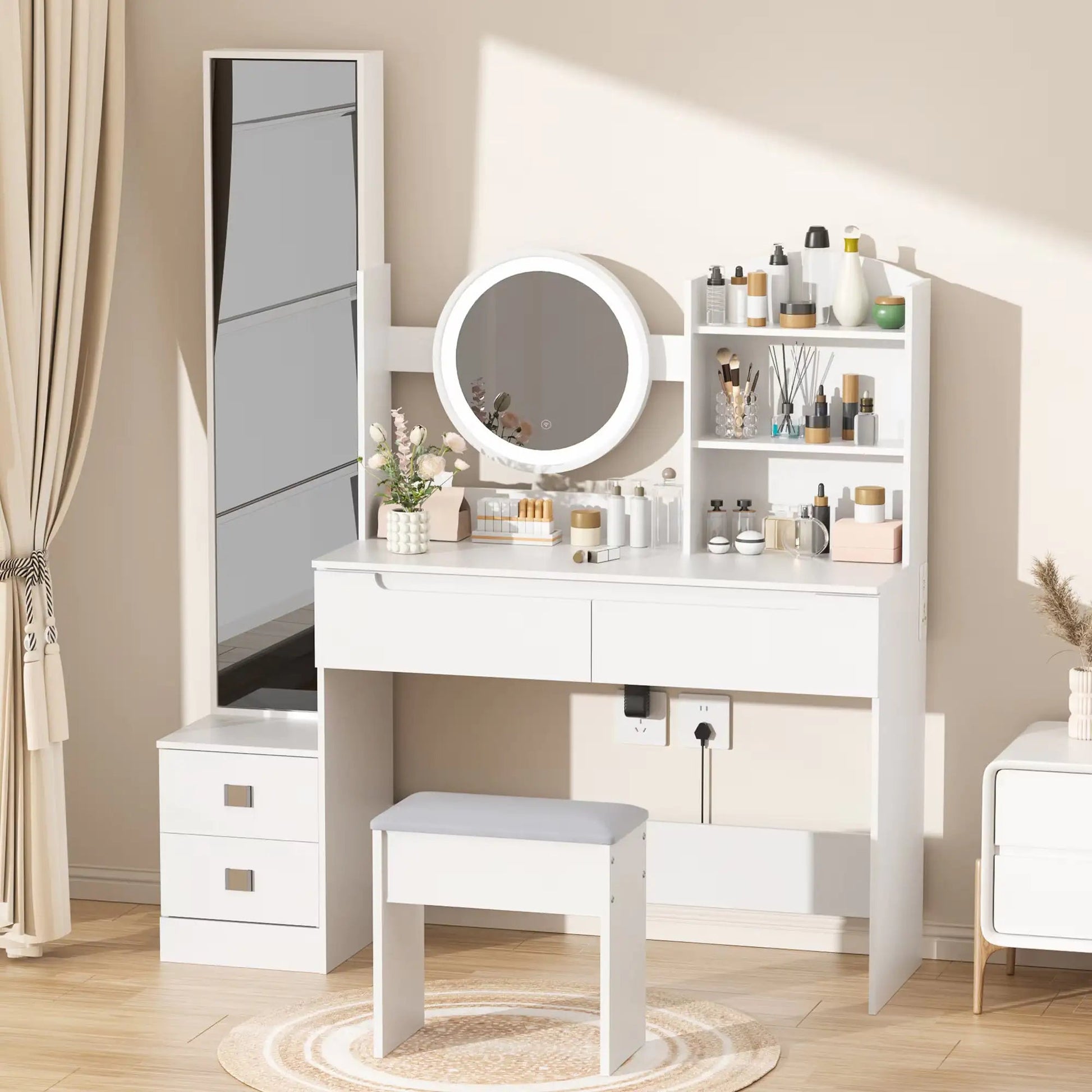 VFF Bedroom Dressing Table, Modern Minimalist Makeup Cabinet, Master Bedroom Makeup Mirror, Makeup Table Mirror Cabinet - Osacean Sky Logistics